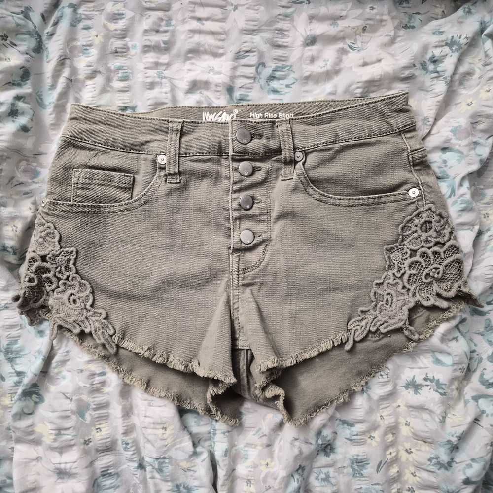 Women's Mossimo Green Lace Denim Shorts Size 4